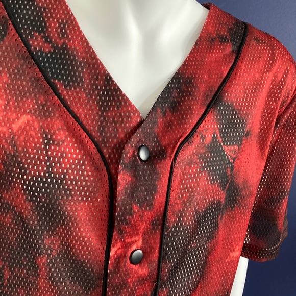 Hot Topic RED Tie Dye Baseball Jersey - Picture 2 of 7
